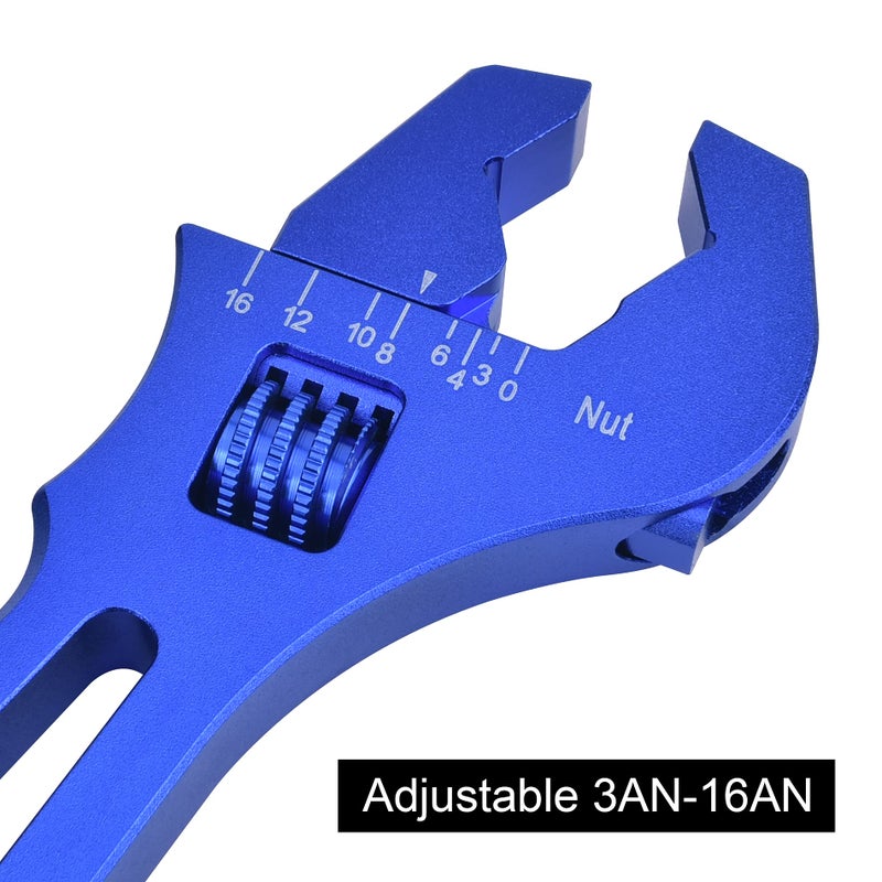 EVIL ENERGY AN Hose Fitting Adjustable Wrench Spanner Lightweight Aluminum 3AN-16AN Blue - Image 2
